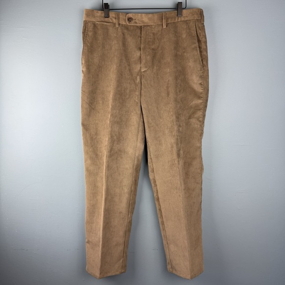 Peter Miller Nanoluxe Corduroy Khaki‎ Dress Tan Brown Pants Mens Size 34x30 - Picture 1 of 7